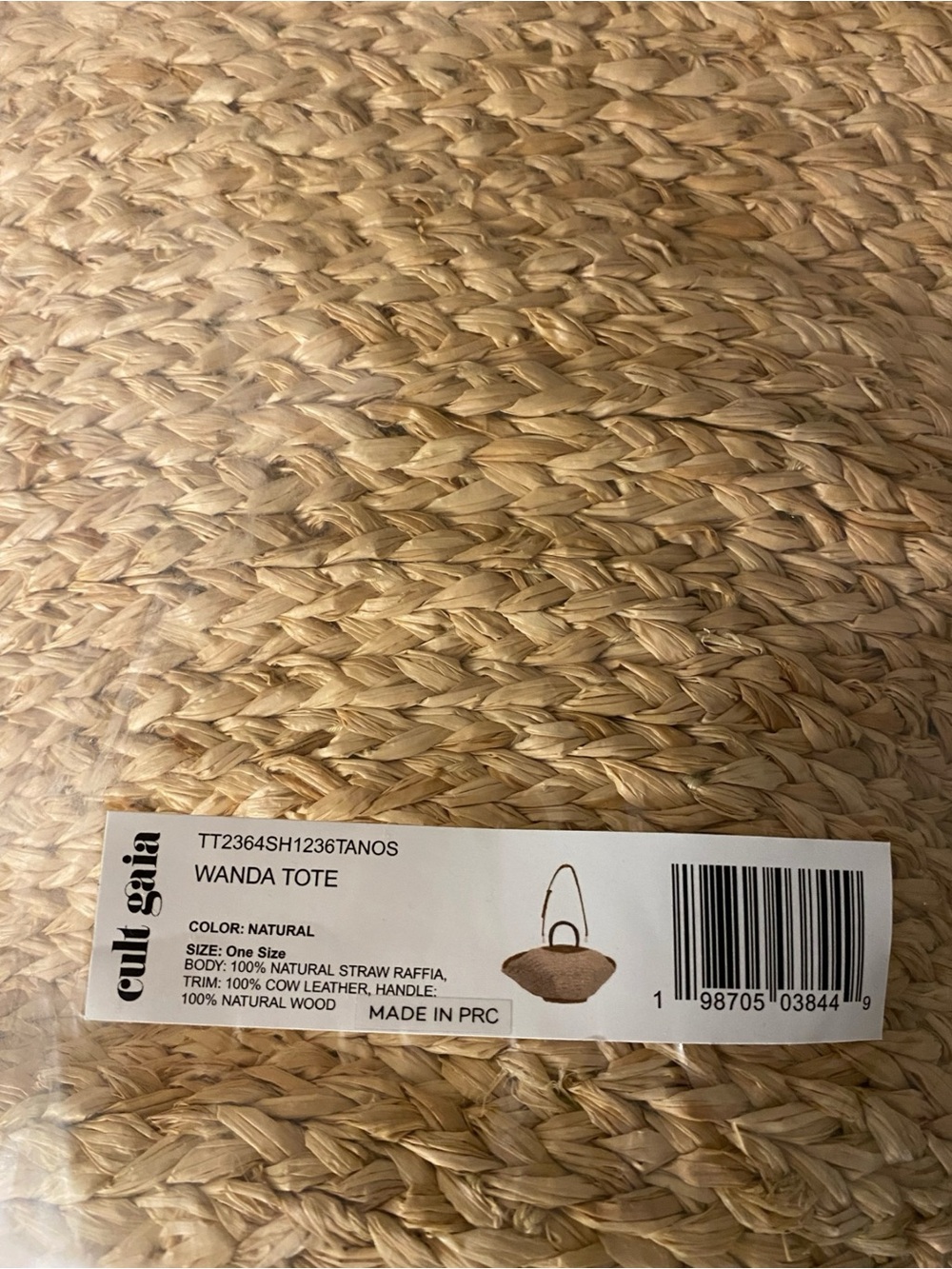 NWT Cult Gaia Wanda Tote Natural Straw Brown Leather Long Strap Beach Elegant - Picture 15 of 15